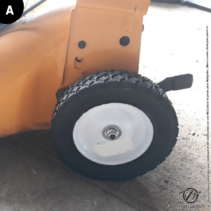 Roue tondeuse métallique avec roulement. Ø 200 mm