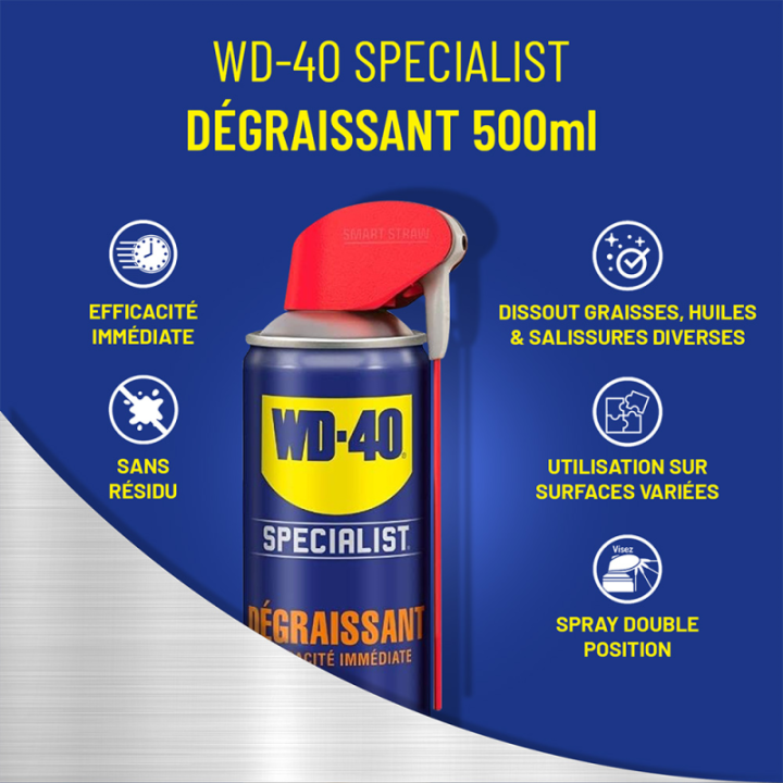 Dégrippant WD40 Specialist Dégraissant efficacité immédiate. 500 ml.