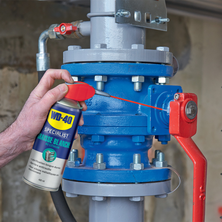 Dégrippant WD40 Specialist Graisse blanche. 400 ml. Nettoyant, lubrifiant. Protège humidité corrosion