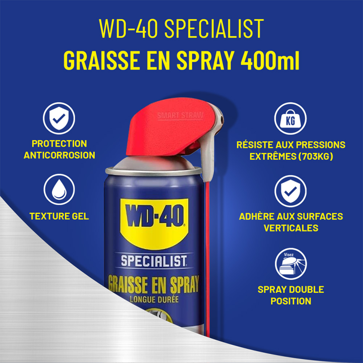 Dégrippant WD40 Specialist Graisse spray longue durée. 400 ml