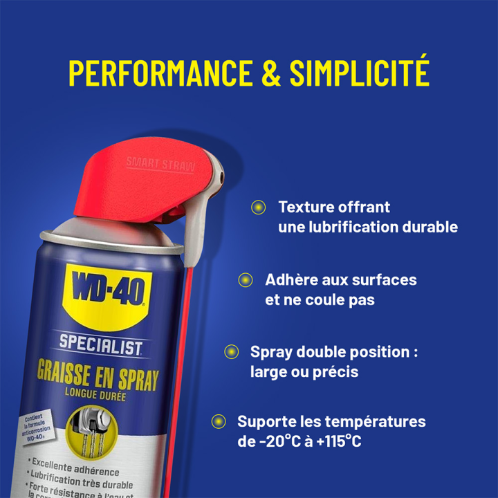 Dégrippant WD40 Specialist Graisse spray longue durée. 400 ml