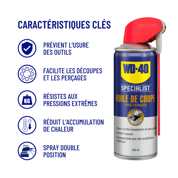 Dégrippant WD40 Specialist Huile de coupe. 400 ml. Nettoyant, lubrifiant. Protège humidité corrosion