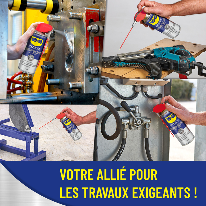 Dégrippant WD40 Specialist Lubrifiant sec. 400 ml. Nettoyant, lubrifiant. Protège humidité corrosion