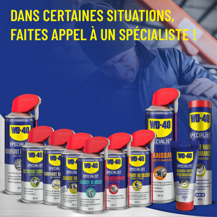 Dégrippant WD40 Specialist Lubrifiant sec. 400 ml. Nettoyant, lubrifiant. Protège humidité corrosion
