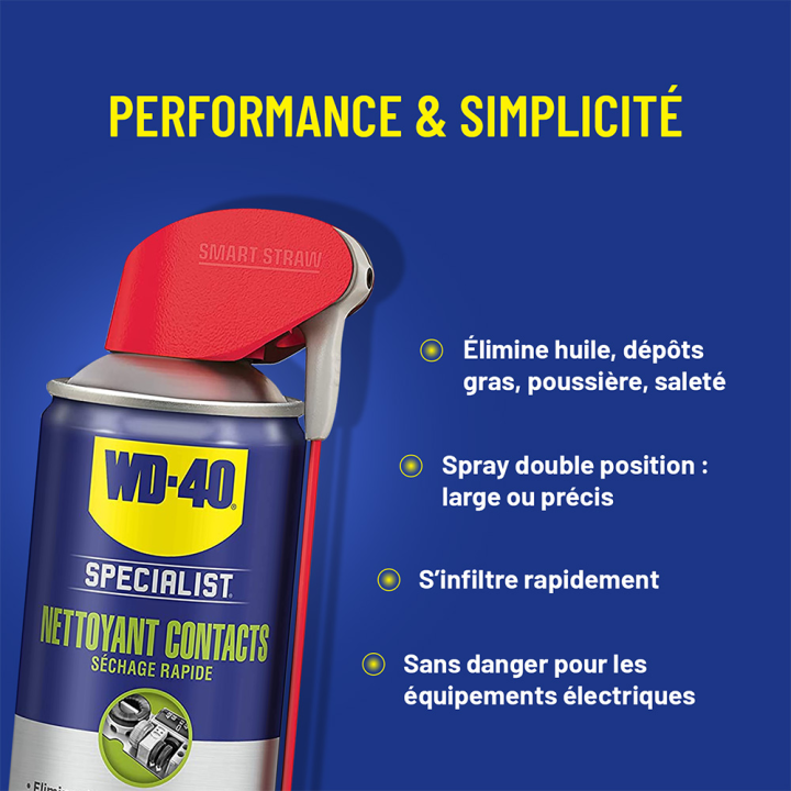 Dégrippant WD40 Specialist. 400 ml. Nettoyant, dégrippant, lubrifiant. Protège humidité corrosion