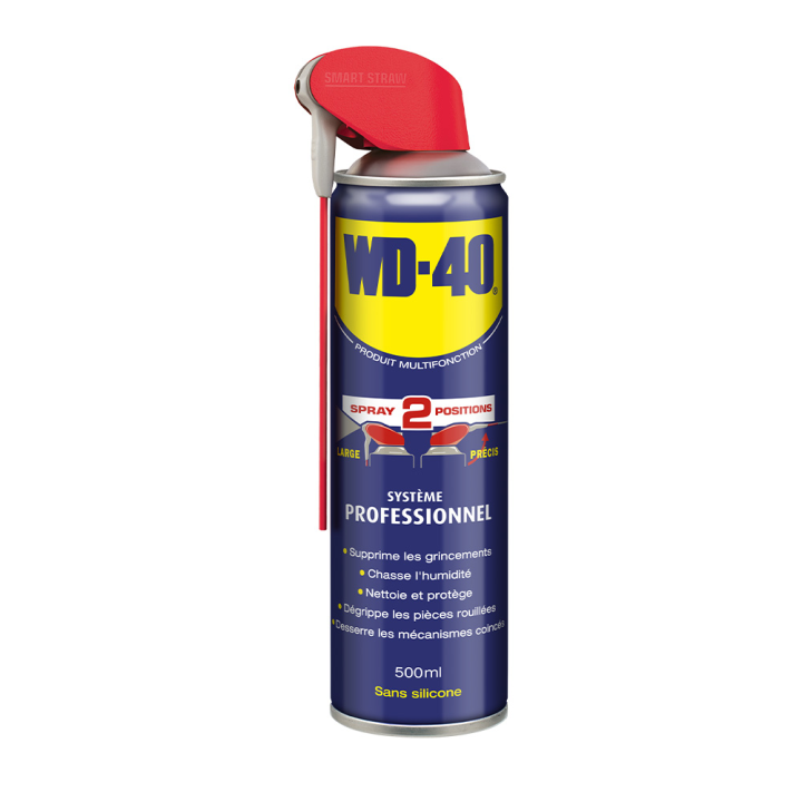 Dégrippant WD40. 500 ml. Nettoyant, dégrippant, lubrifiant. Protège humidité corrosion