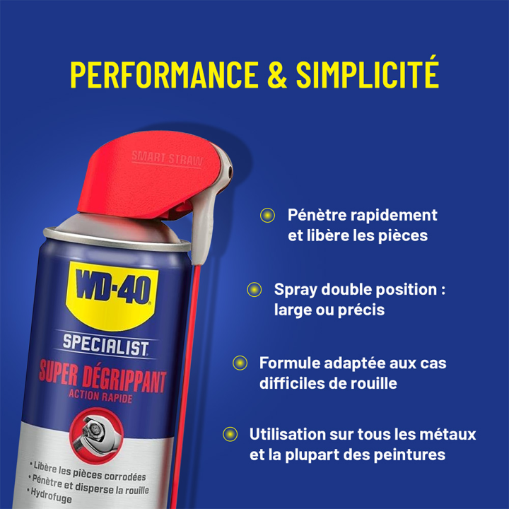 Dégrippant WD40 Specialist Super. 400 ml. Nettoyant, lubrifiant. Protège humidité corrosion