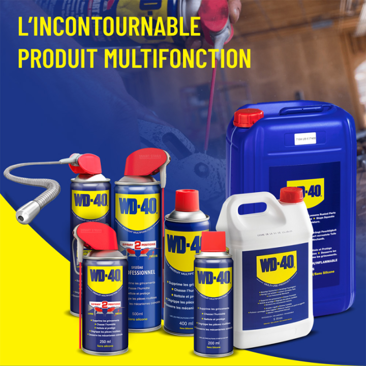 Dégrippant WD40 400 ml avec flexible. Nettoie lubrifie protège humidité corrosion
