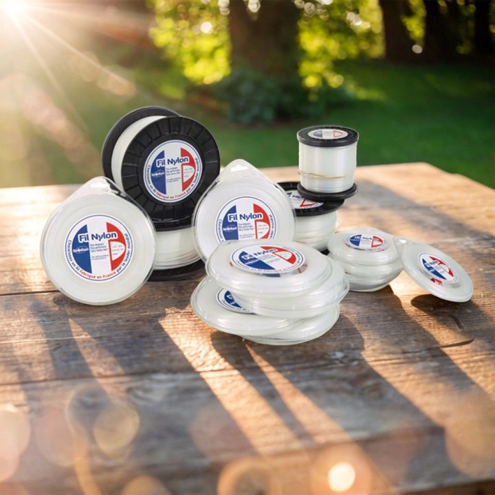 Fil nylon 2,4 mm x 90 m Rond Blanc Blister par 3