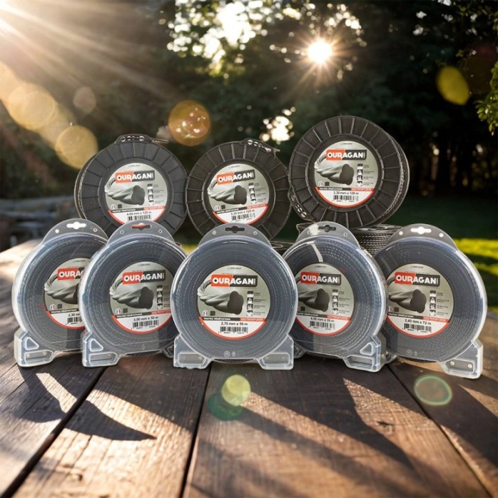 Fil débroussailleuse Ouragan 4 mm x 120 m Spirale Bobine