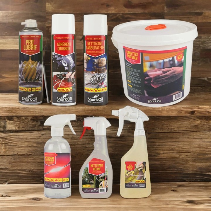 Anti adhérent herbe 400 ml Shark Oil par 3 + gants multi-services