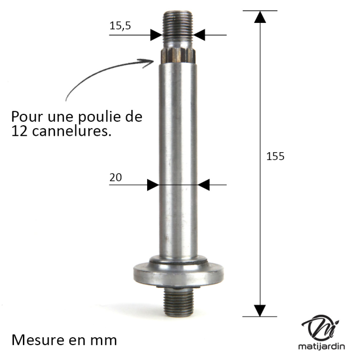 Arbre de palier longueur 152 mm pour MTD