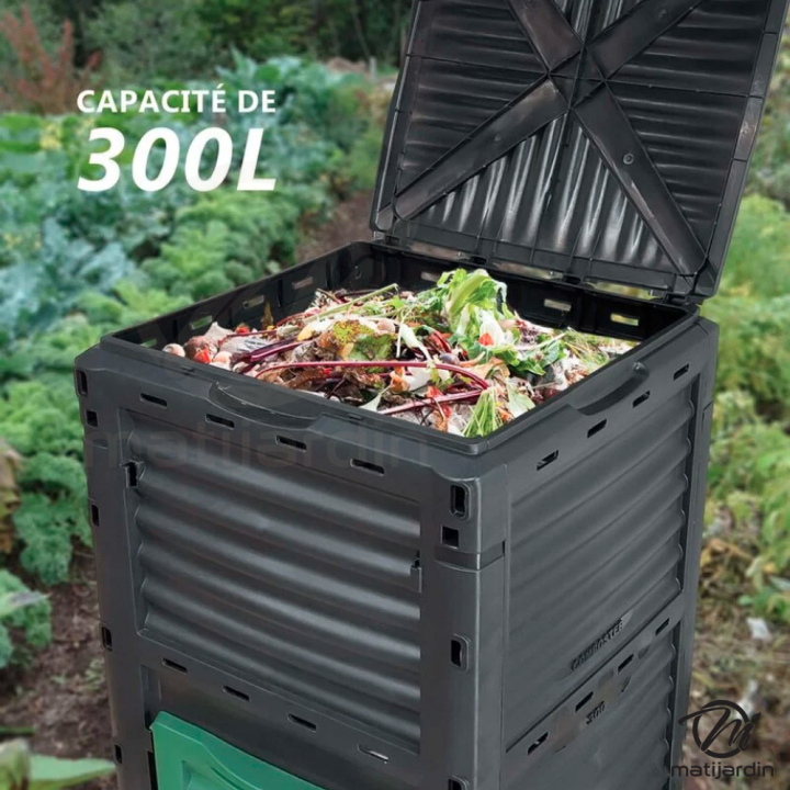 Composteur de jardin 300 litres en plastique