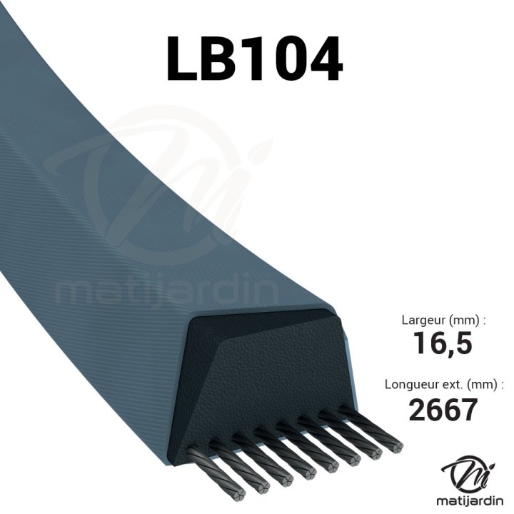 Courroie tondeuse LB104 Mitsuboshi - 16,5 mm x 2654 mm