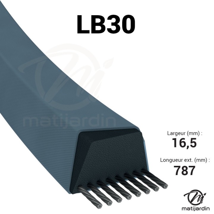 Courroie tondeuse Mitsuboshi LB30 - 16,5 mm x 774 mm
