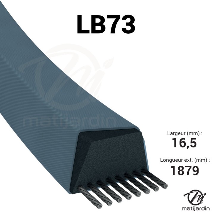 Courroie tondeuse Mitsuboshi LB73 - 16,5 mm x 1865 mm