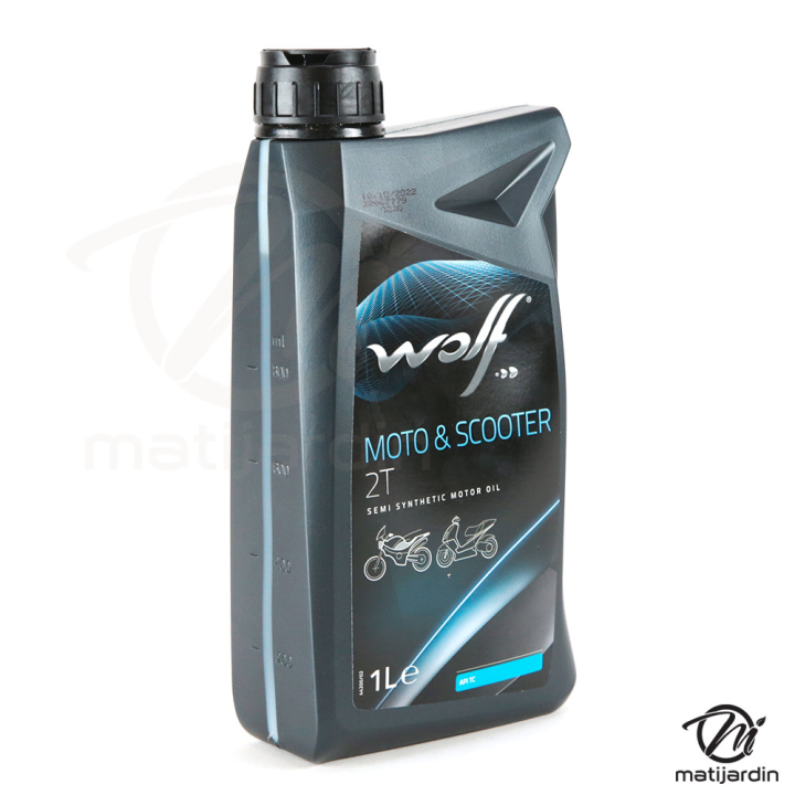 Huile moteur Wolf Scooter 2 Temps pour 2 roues. 1 litre
