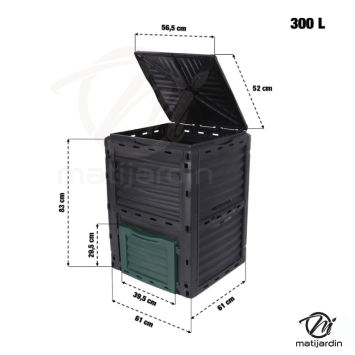 Composteur de jardin 300 litres en plastique