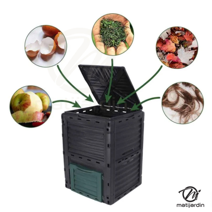 Composteur de jardin 300 litres en plastique