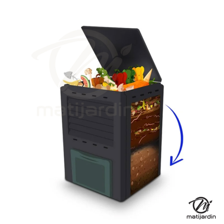 Composteur de jardin 300 litres en plastique