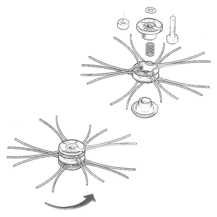 Tête débroussailleuse multi-fils. 2x8 brins. Universelle. Tecomec
