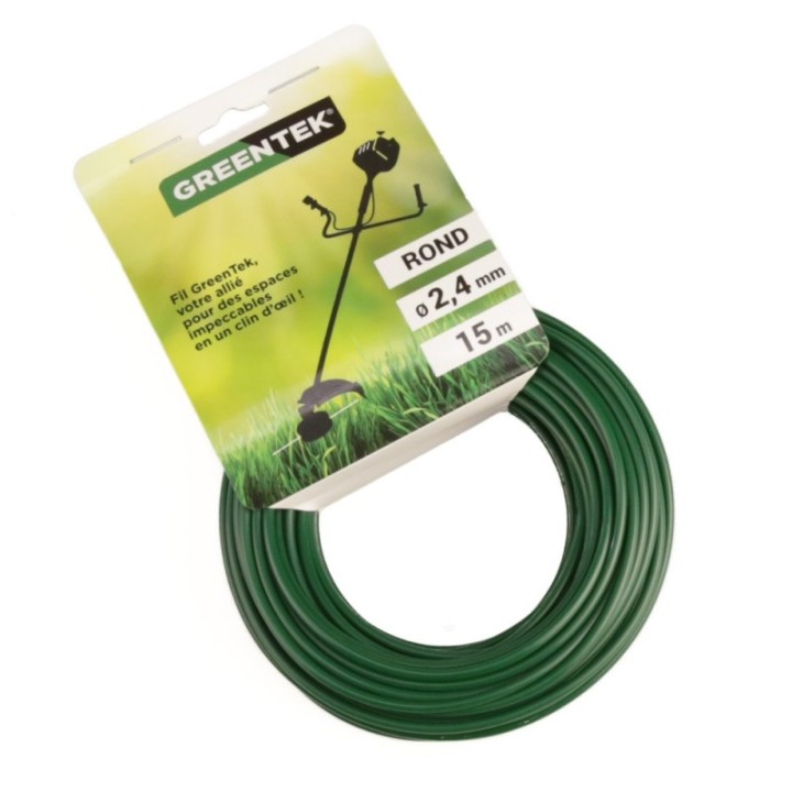 Fil débroussailleuse Greentek rond 2,4 mm x 15 m