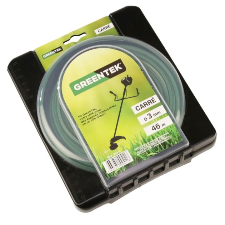 Fil débroussailleuse Greentek carré 3 mm x 50 m sous blister