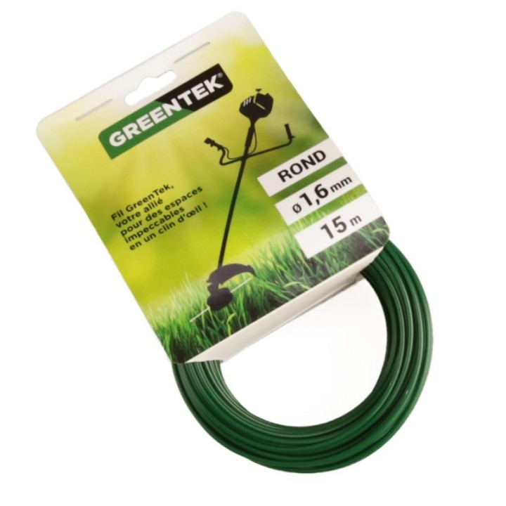 Fil débroussailleuse Greentek rond 1,6 mm x 15 m
