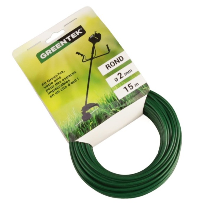 Fil débroussailleuse Greentek rond 2 mm x 15 m