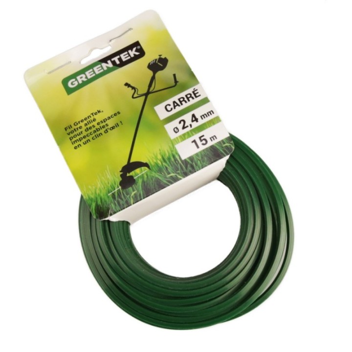 Fil débroussailleuse Greentek carré 2,4 mm x 15 m