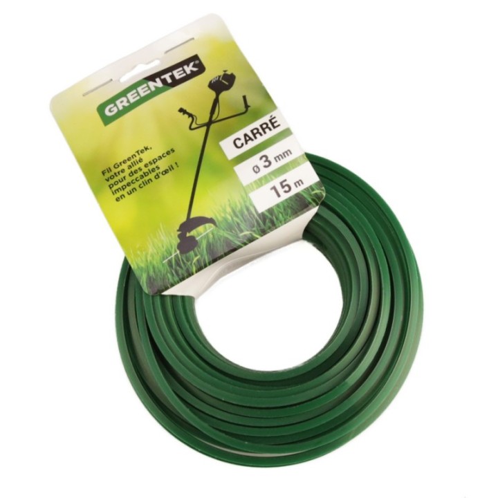 Fil débroussailleuse Greentek carré 3 mm x 15 m