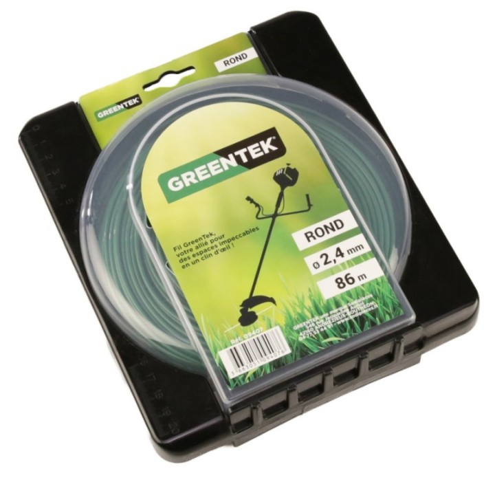 Fil débroussailleuse Greentek rond 2,4 mm x 86 m sous blister
