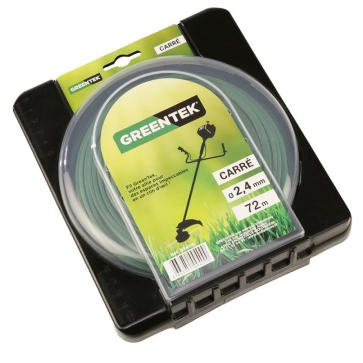 Fil débroussailleuse Greentek carré 2,4 mm x 78 m sous blister
