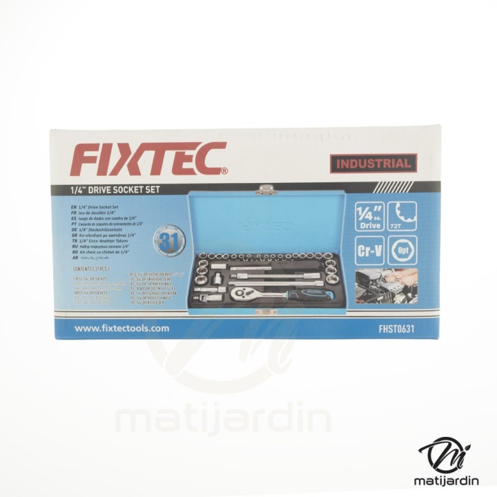 Jeu de douilles et de cliquets 6 pans - entraînement 1/4" - 31 pièces