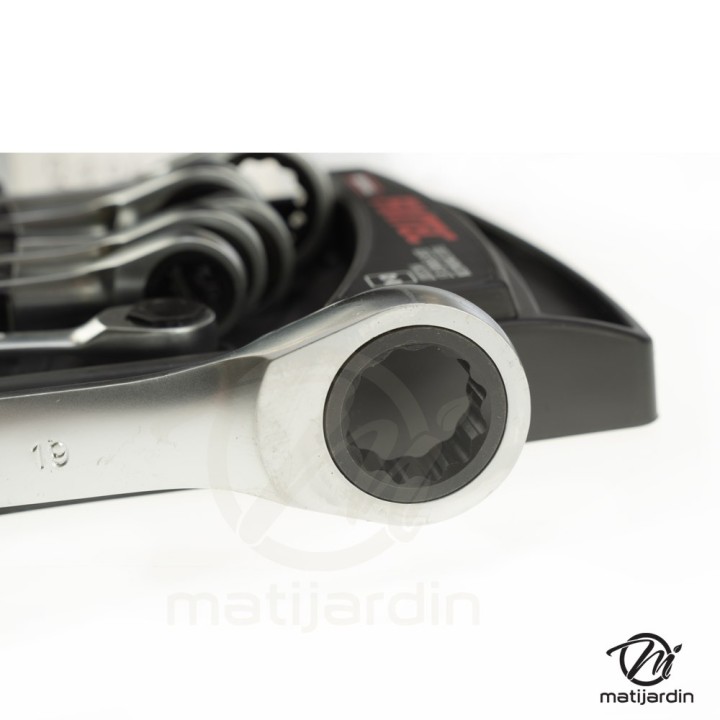 Jeu de clés à cliquet - 7 pièces avec têtes fixes