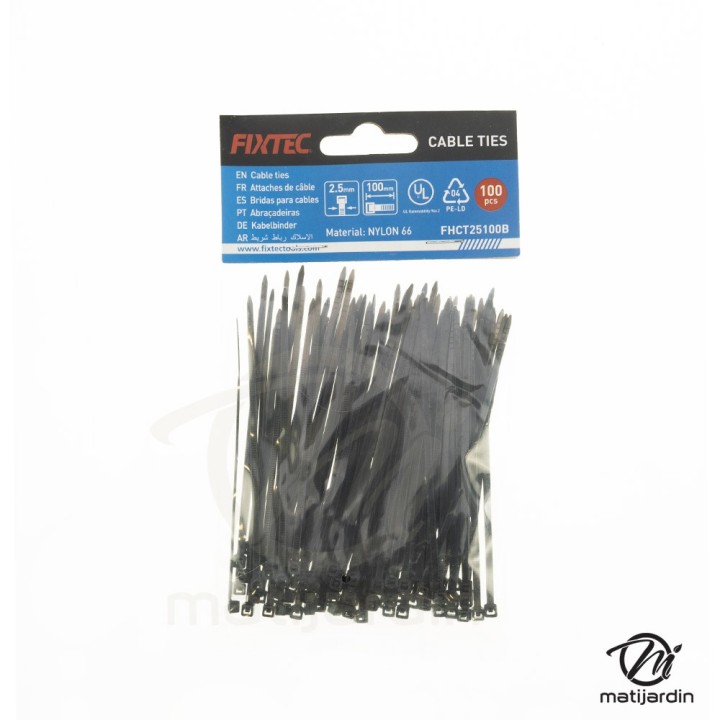 Lot de 100 attaches-câble noire 2.5 x 100 mm