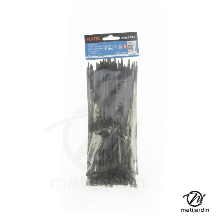 Lot de 100 attache-câble noire 3,6 x 200 mm