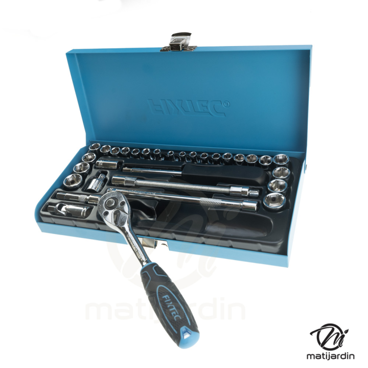 Jeu de douilles et de cliquets 6 pans - entraînement 1/4" - 31 pièces