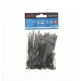 Lot de 100 attaches-câble noire 2.5 x 100 mm - Fixtec