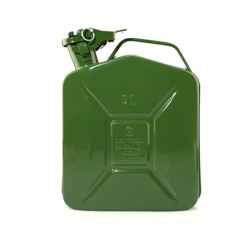 Bidon 5 litres acier armé Jerrican métal vert olive pour hydrocarbures ...