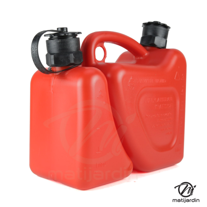Bidon double de 2 et 5 litres avec bec verseur auto-stop