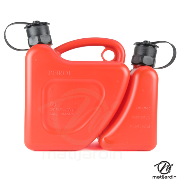Bidon double de 2 et 5 litres avec bec verseur auto-stop