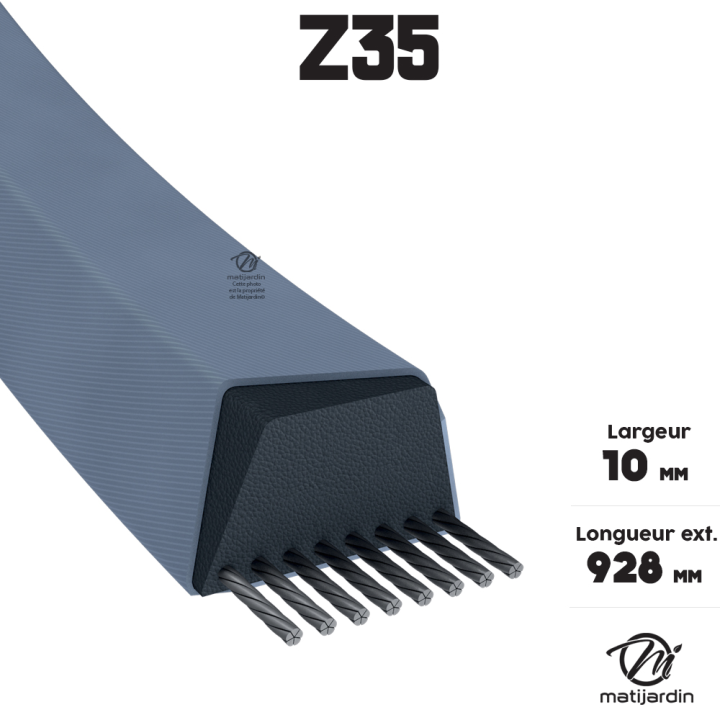 Courroie tondeuse Trapézoïdale Z35 - 10 mm x 927 mm