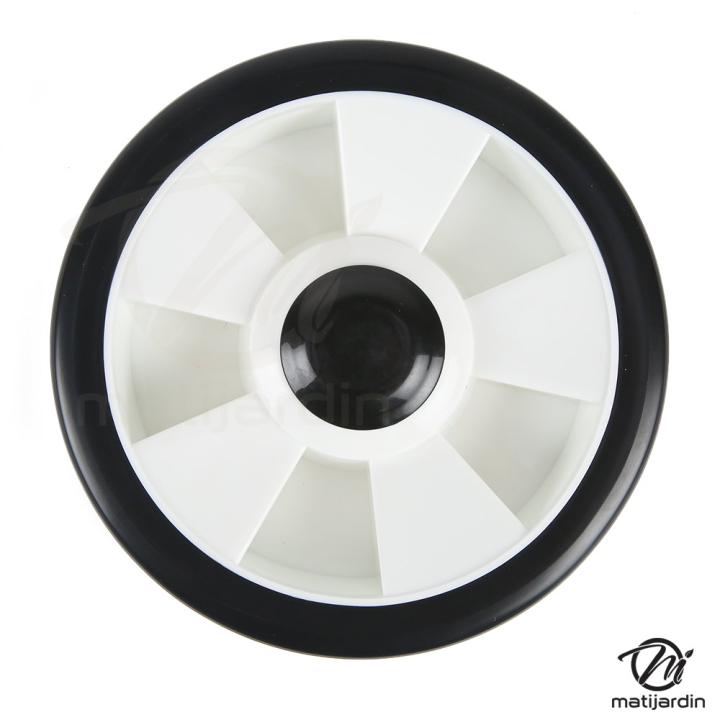 Roue de tondeuse universelle. Ø 150 mm. Livrée avec jeu de bagues