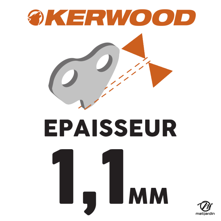 Chaîne Kerwood pour tronçonneuse 1/4" 1,1 mm 64 maillons. Gouge profil demi carré