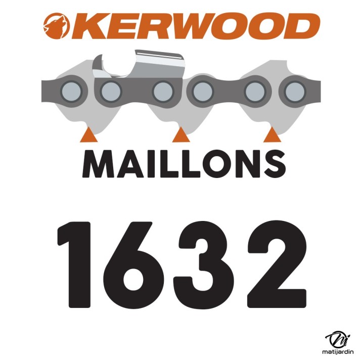 Chaîne Kerwood pour tronçonneuse 3/8" 1,5 mm. Rouleau 100 pieds. Gouge profil carré