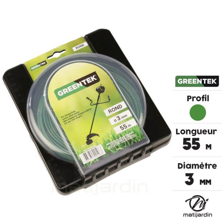 Fil débroussailleuse Greentek rond 3 mm x 55 m sous blister