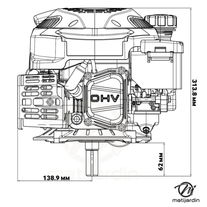 Moteur RATO RV145-S – 4 temps 144 cm³, arbre vertical pour tondeuse et motobineuse