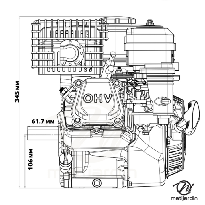Moteur RATO R210 – 212 cc – 4 temps – arbre horizontal Ø23 mm – filtre à air à bain d’huile