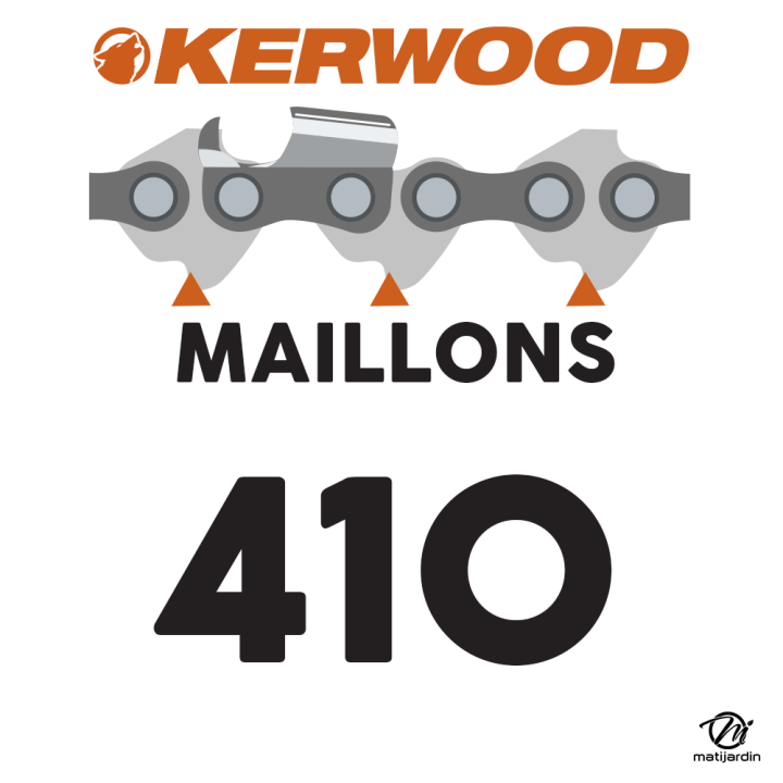 Chaîne Kerwood pour tronçonneuse 3/8" LP 1,3 mm. Rouleau 25 pieds. Gouge demi carrée